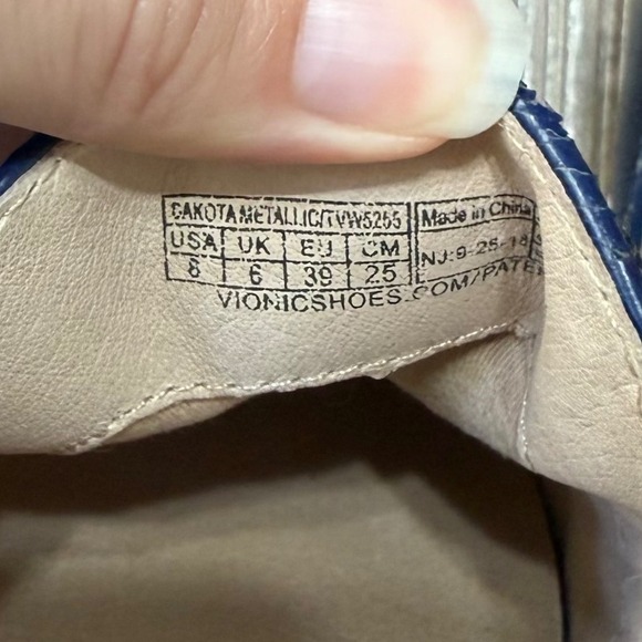 Vionic Dakota Metallic Navy Leather Mules Sneakers Women's 8 - Picture 4 of 6